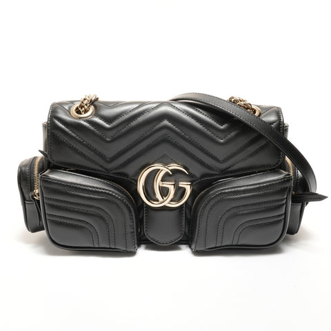 GUCCI GG Marmont Leather Chainshoulder Shoulder Bag black WS27404