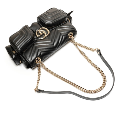 GUCCI GG Marmont Leather Chainshoulder Shoulder Bag black WS27404