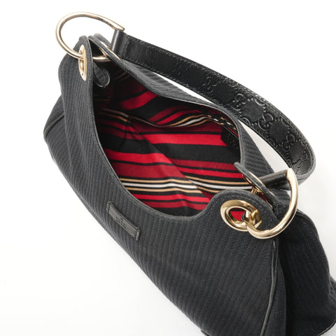 GUCCI Guccissima One Shoulder Bag in Leather and Canvas Shoulder Bag black WS27405