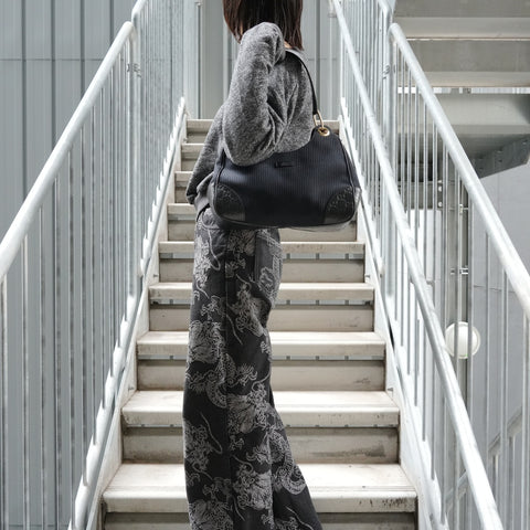 GUCCI Guccissima One Shoulder Bag in Leather and Canvas Shoulder Bag black WS27405