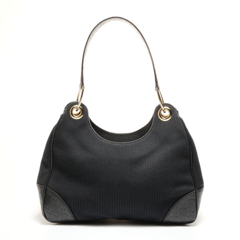 GUCCI Guccissima One Shoulder Bag in Leather and Canvas Shoulder Bag black WS27405