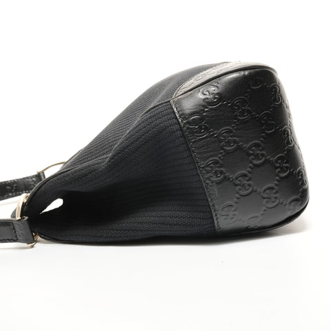 GUCCI Guccissima One Shoulder Bag in Leather and Canvas Shoulder Bag black WS27405