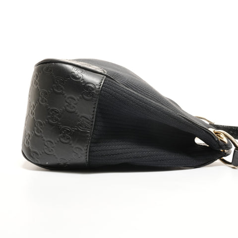 GUCCI Guccissima One Shoulder Bag in Leather and Canvas Shoulder Bag black WS27405