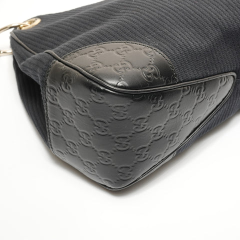 GUCCI Guccissima One Shoulder Bag in Leather and Canvas Shoulder Bag black WS27405