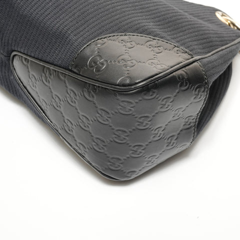 GUCCI Guccissima One Shoulder Bag in Leather and Canvas Shoulder Bag black WS27405