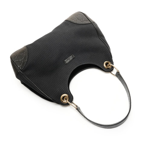 GUCCI Guccissima One Shoulder Bag in Leather and Canvas Shoulder Bag black WS27405