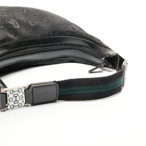 GUCCI Horsebit Pattern Canvas One Belt Shoulder Bag black WS27406