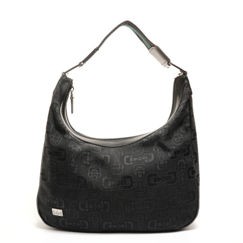 GUCCI Horsebit Pattern Canvas One Belt Shoulder Bag black WS27406
