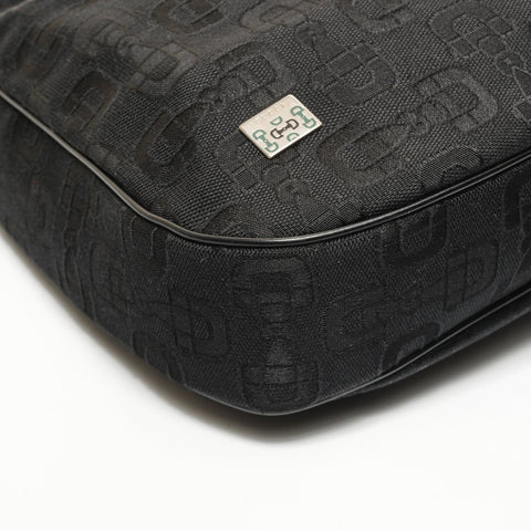 GUCCI Horsebit Pattern Canvas One Belt Shoulder Bag black WS27406