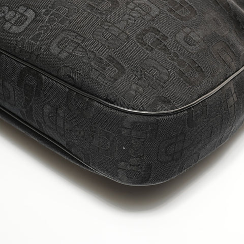GUCCI Horsebit Pattern Canvas One Belt Shoulder Bag black WS27406