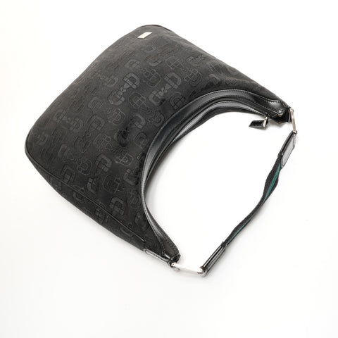 GUCCI Horsebit Pattern Canvas One Belt Shoulder Bag black WS27406