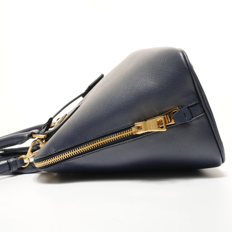 PRADA Saffiano 2way Handbag Navy WS27407