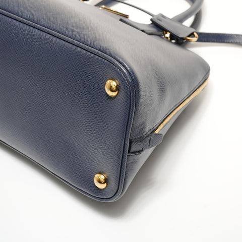 PRADA Saffiano 2way Handbag Navy WS27407