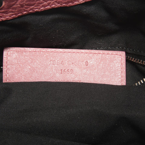 BALENCIAGA Pom-pom Leather Handbag pink WS27410