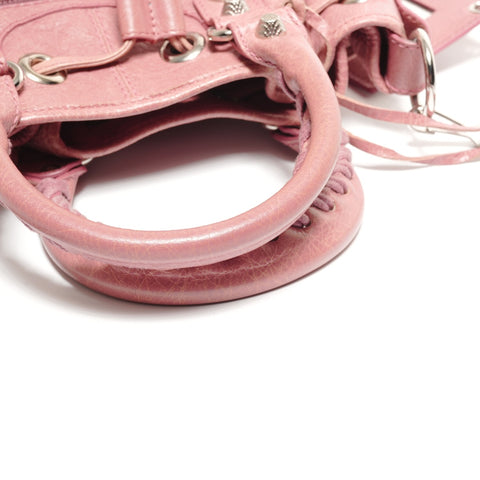 BALENCIAGA Pom-pom Leather Handbag pink WS27410