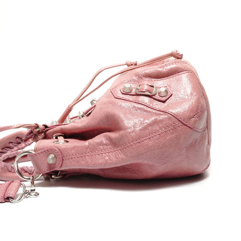 BALENCIAGA Pom-pom Leather Handbag pink WS27410