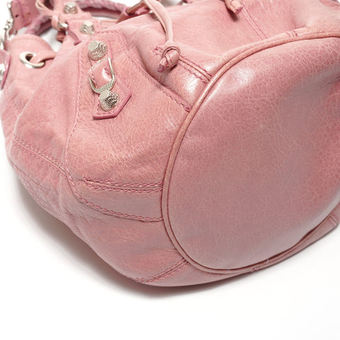 BALENCIAGA Pom-pom Leather Handbag pink WS27410