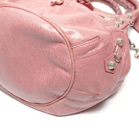 BALENCIAGA Pom-pom Leather Handbag pink WS27410