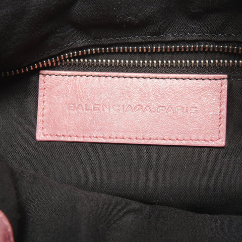BALENCIAGA Pom-pom Leather Handbag pink WS27410