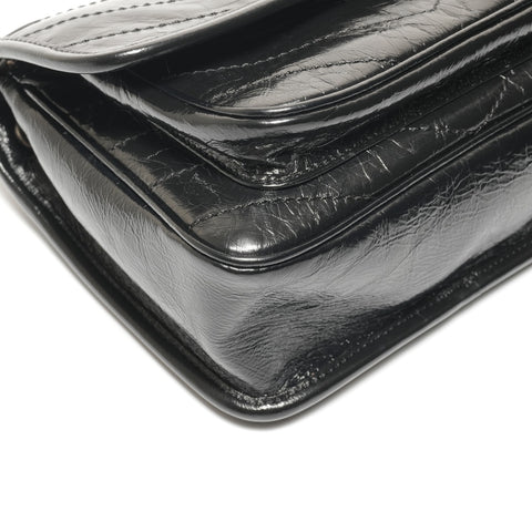 YVES SAINT LAURENT Niki Baby Chain Silver Metal Shoulder Bag black WS27411