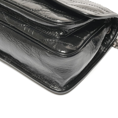 YVES SAINT LAURENT Niki Baby Chain Silver Metal Shoulder Bag black WS27411