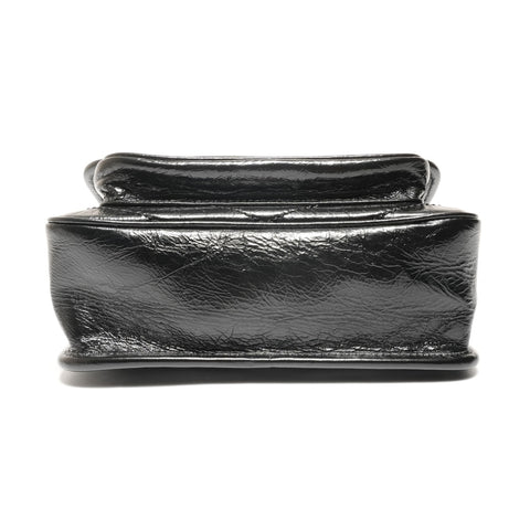 YVES SAINT LAURENT Niki Baby Chain Silver Metal Shoulder Bag black WS27411