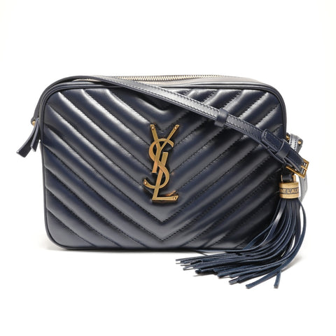 YVES SAINT LAURENT Lou Leather Shoulder Bag Navy WS27412