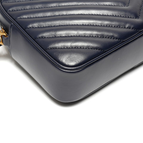 YVES SAINT LAURENT Lou Leather Shoulder Bag Navy WS27412