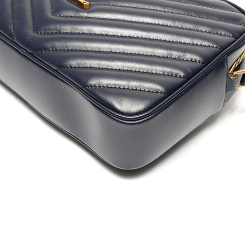 YVES SAINT LAURENT Lou Leather Shoulder Bag Navy WS27412