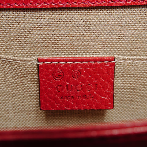 GUCCI Interlocking G Leather Shoulder Bag Red WS27413