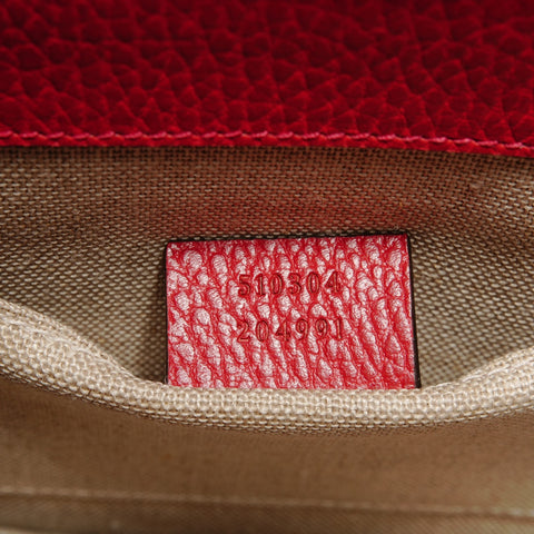 GUCCI Interlocking G Leather Shoulder Bag Red WS27413