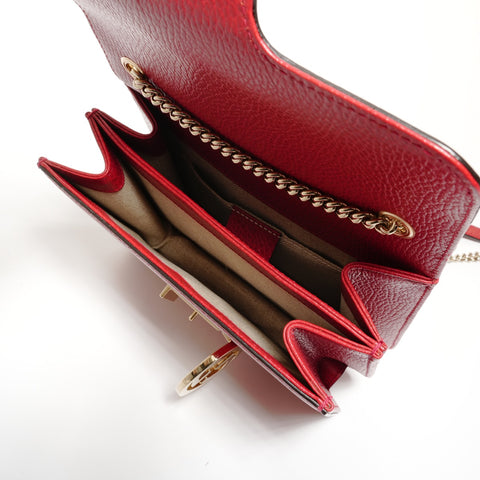 GUCCI Interlocking G Leather Shoulder Bag Red WS27413