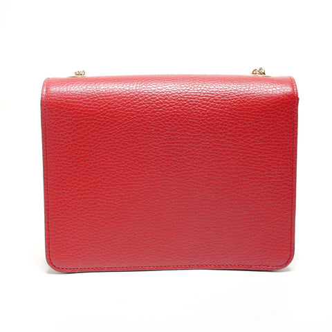 GUCCI Interlocking G Leather Shoulder Bag Red WS27413