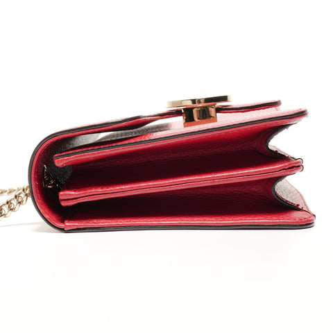 GUCCI Interlocking G Leather Shoulder Bag Red WS27413