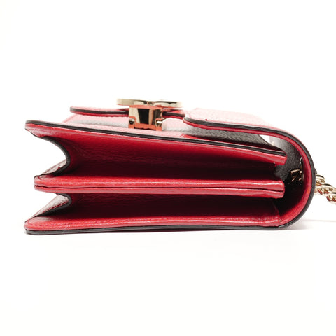 GUCCI Interlocking G Leather Shoulder Bag Red WS27413