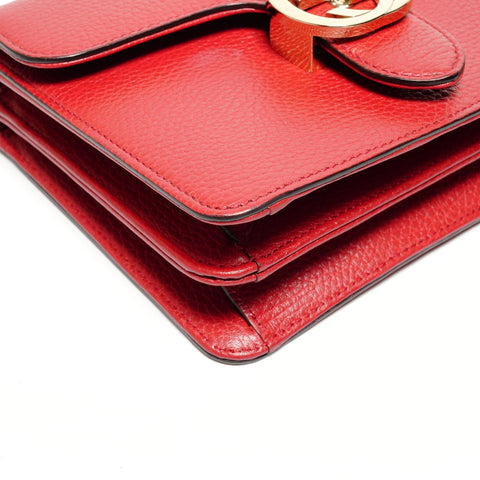 GUCCI Interlocking G Leather Shoulder Bag Red WS27413
