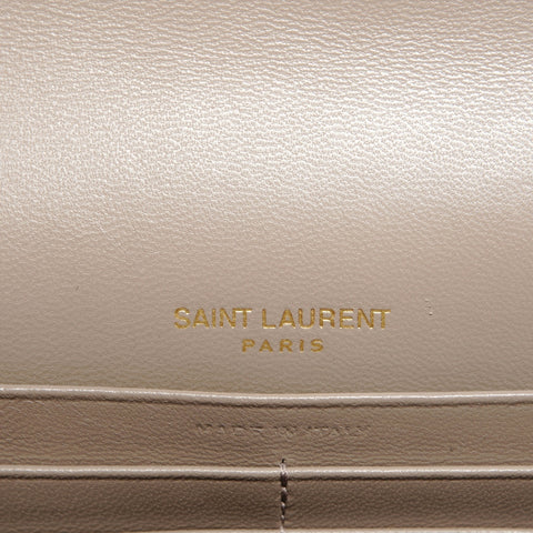 YVES SAINT LAURENT Cassandra Leather V-Stitch Chain Wallet Shoulder Bag gray WS27415