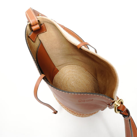 LOEWE Gate Bucket Anagram Leather Shoulder Bag Brown WS27418