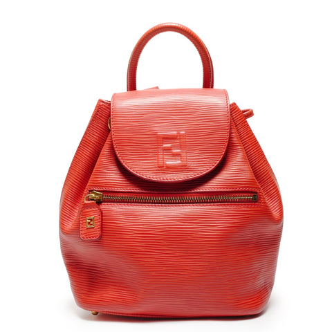 FENDI logo leather Backpack  Daypack Red WS27419