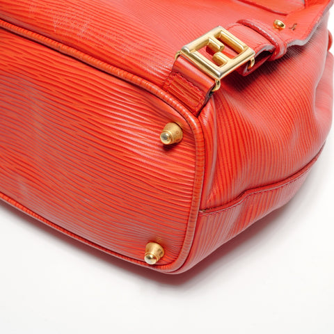 FENDI logo leather Backpack  Daypack Red WS27419