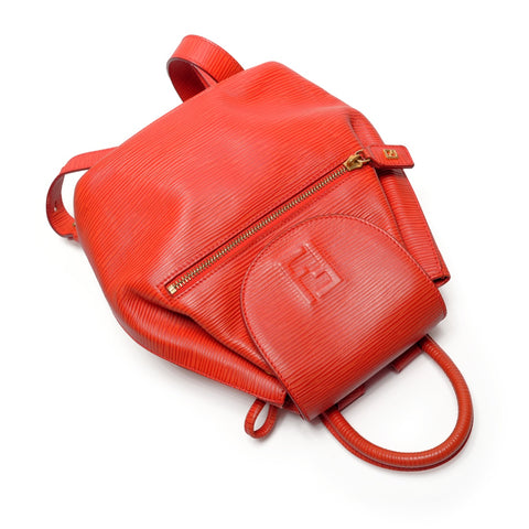 FENDI logo leather Backpack  Daypack Red WS27419