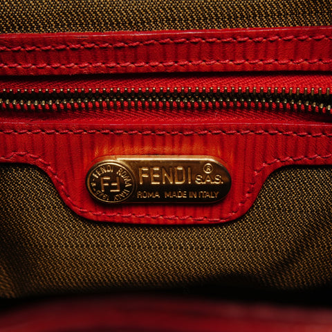 FENDI logo leather Backpack  Daypack Red WS27419