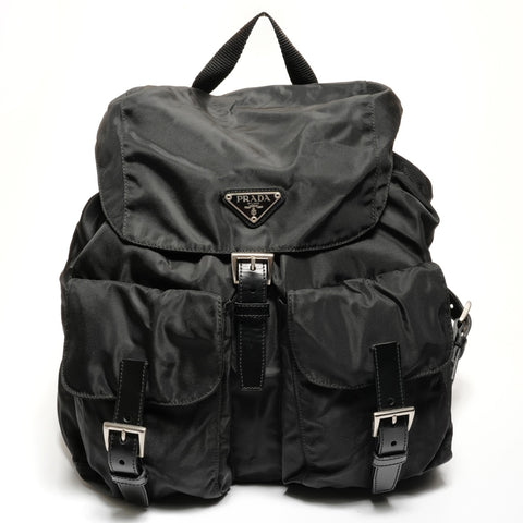 PRADA Nylon triangle logo Backpack  Daypack black WS27420