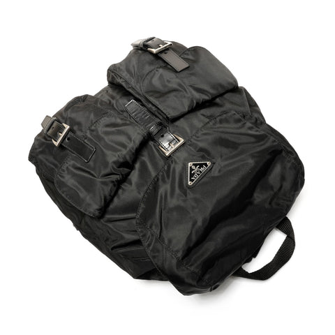 PRADA Nylon triangle logo Backpack  Daypack black WS27420