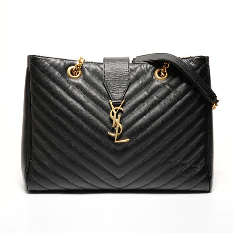 YVES SAINT LAURENT YSL logo V-stitch Chainshoulder Shoulder Bag black WS27424