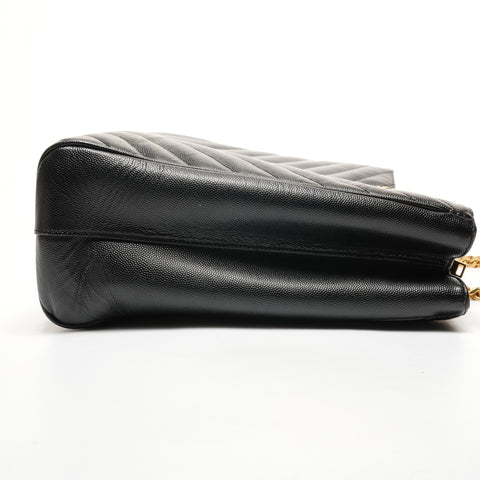 YVES SAINT LAURENT YSL logo V-stitch Chainshoulder Shoulder Bag black WS27424