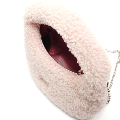 Miu Miu Wonder shearling hobo bag in boa Shoulder Bag pink WS27428
