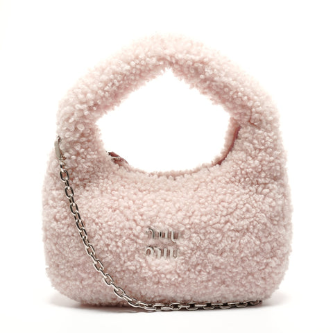 Miu Miu Wonder shearling hobo bag in boa Shoulder Bag pink WS27428