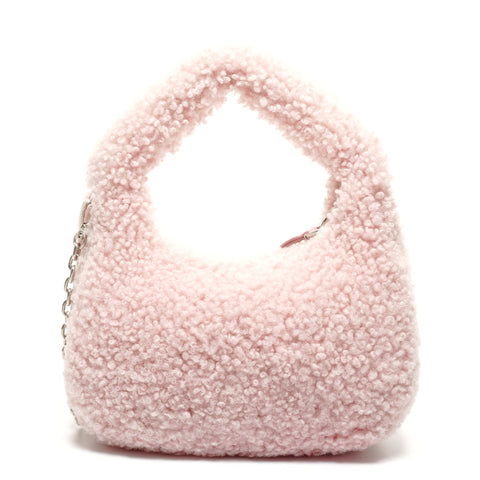 Miu Miu Wonder shearling hobo bag in boa Shoulder Bag pink WS27428