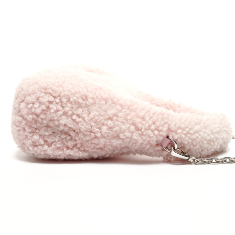 Miu Miu Wonder shearling hobo bag in boa Shoulder Bag pink WS27428